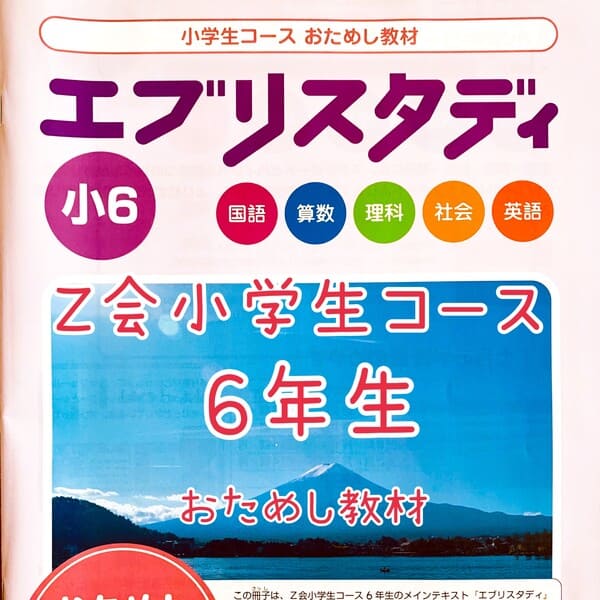 Ｚ会小学生コース６年生「おためし教材・算数」のテキスト